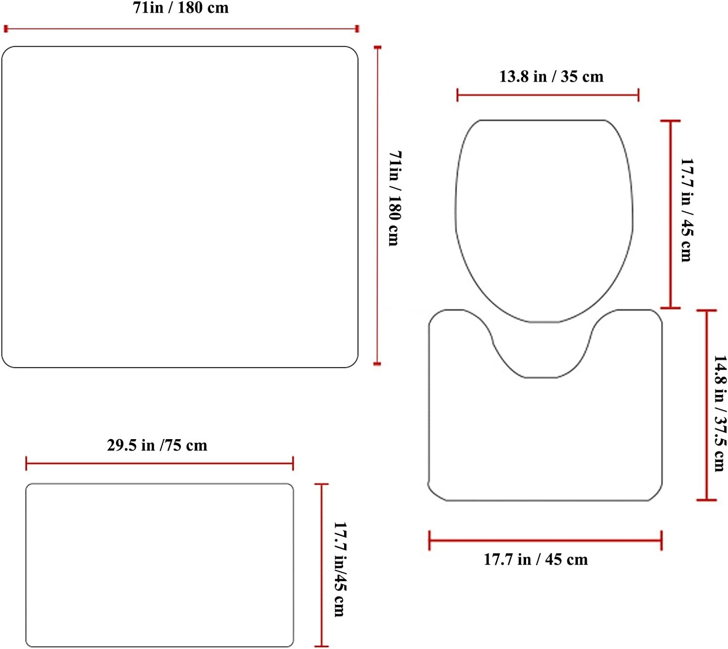 Mickey Mouse Bathroom 4 Pieces Set Shower Curtain Lid Cover and Bath Mat Rugs