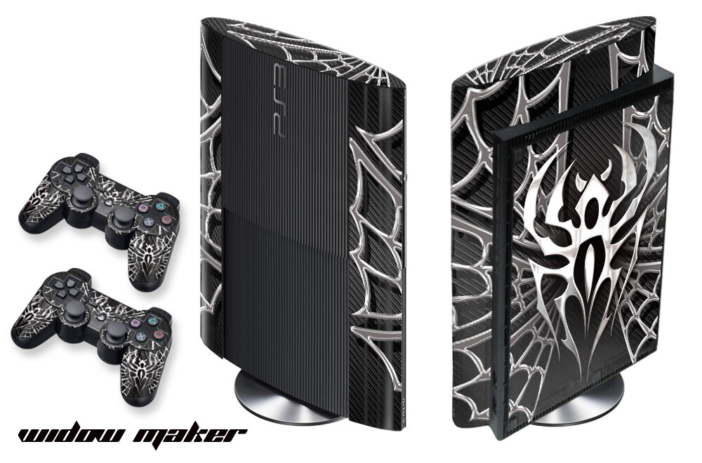 Skin Decal Wrap For PS3 Super Slim PlayStation 3  Console + Controller WidowMkr