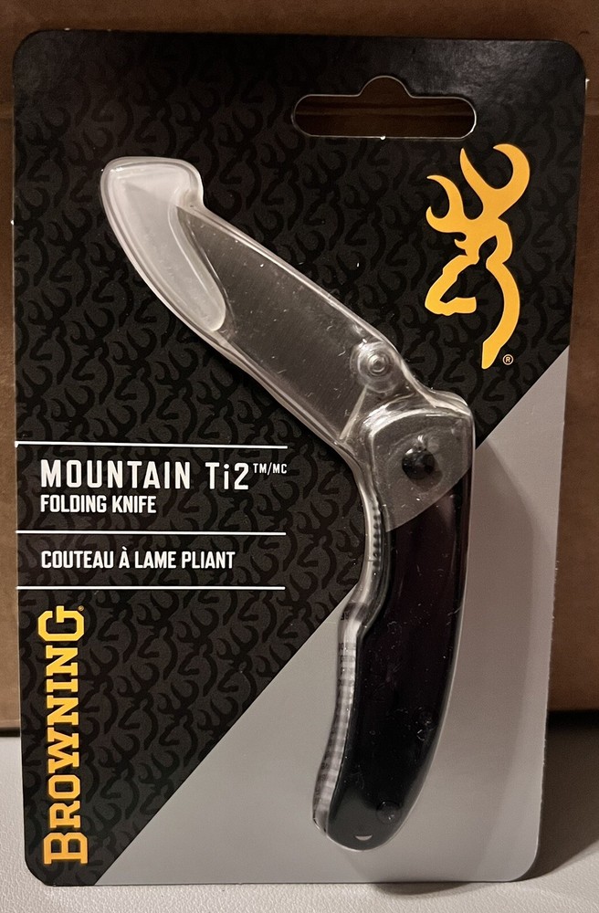 Browning Mountain Ti2 Small 2" Folding Knife Drop Point Thumb Studs MSRP $26.99