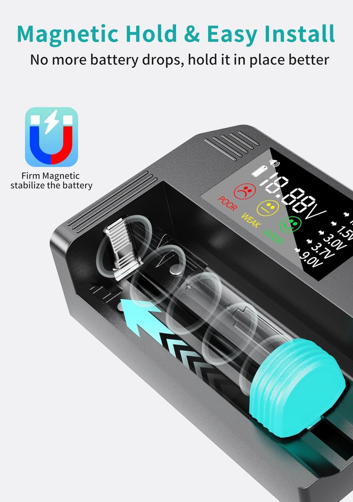 Universal Battery Tester, Dlypow Small Digital Battery Checker with LCD Displ...