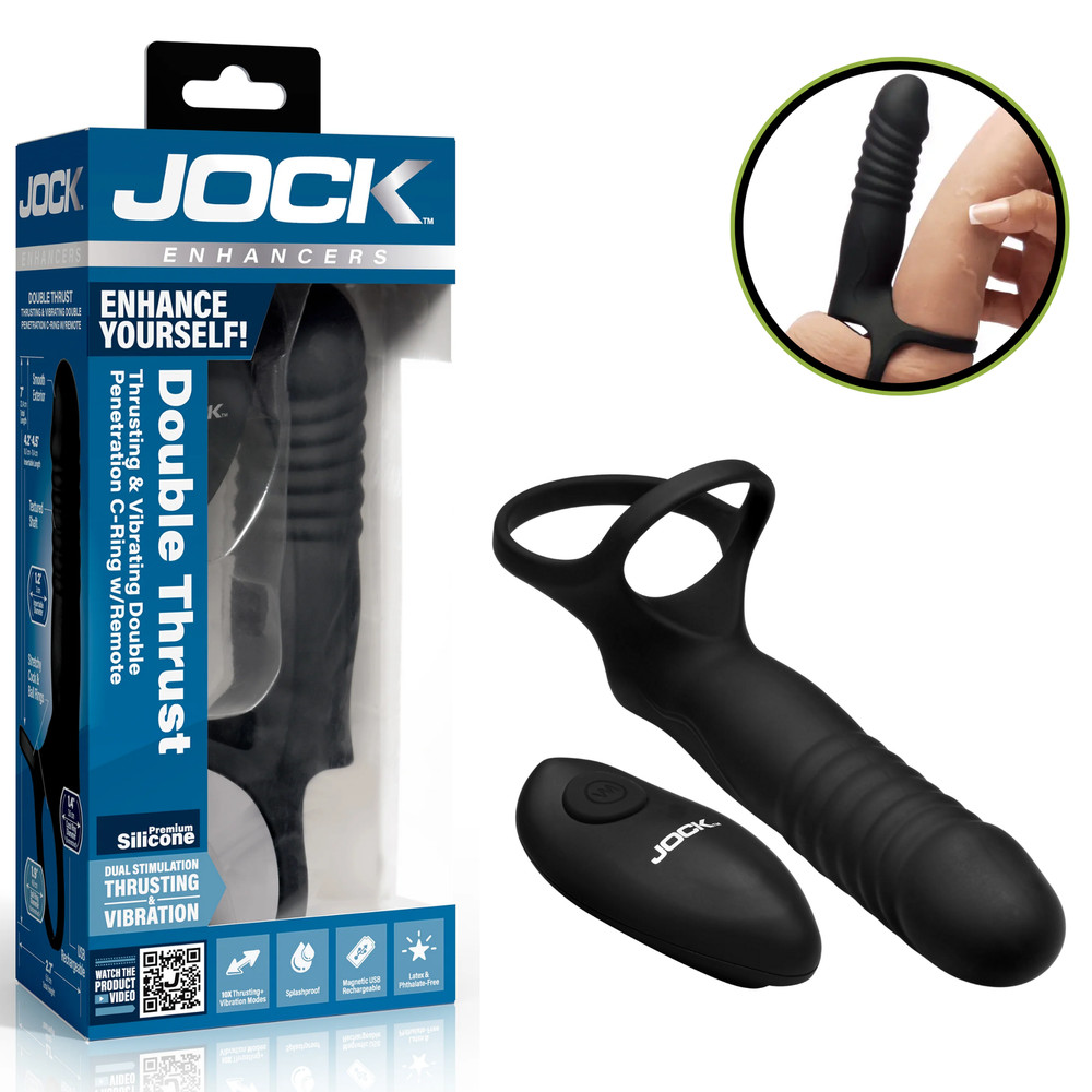 Remote-Control Silicone Thrusting and Vibrating Double Penetration Penis Ring
