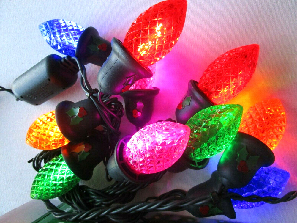 Diamond Cut LED Lights Diamond Sparkle Multi Color C9 String Lights NEW