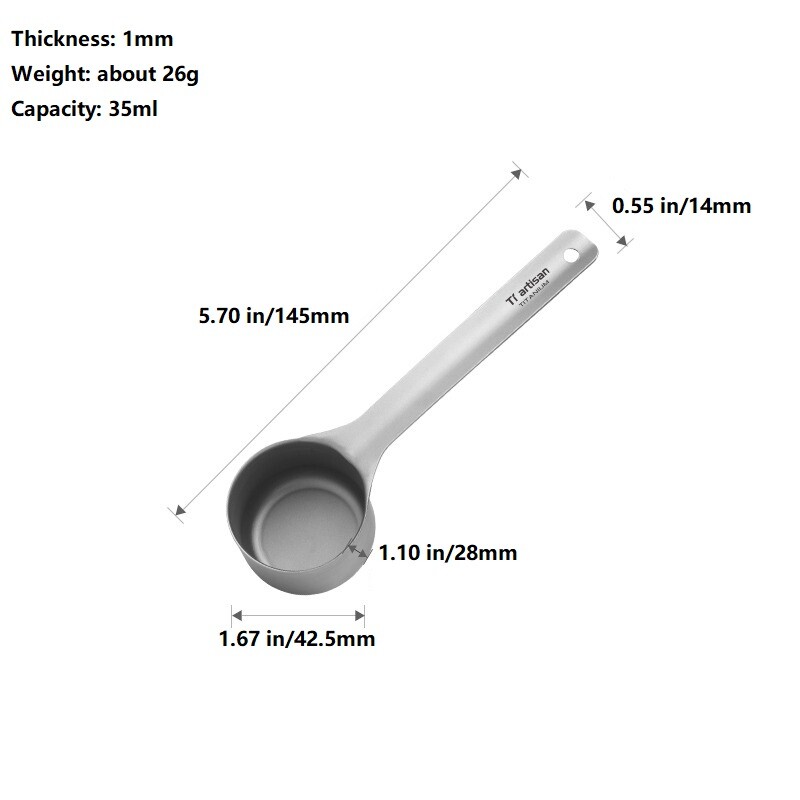 1PC Pure Titanium Coffee Scoop 20ml 35ml Measuring Spoon Tablespoon Lightweight