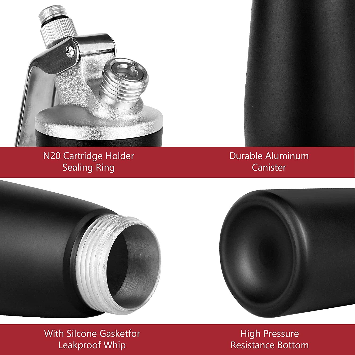 Whipped Cream Dispenser Durable Aluminum Foam Whipper 1 Pint 500ml Cream Maker