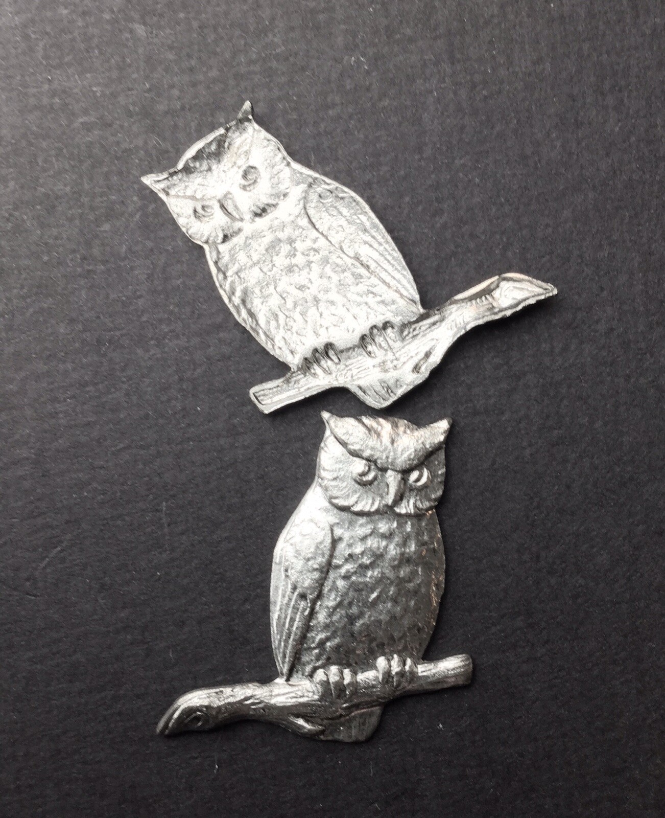 36384 Matte Silver Oxidized Small Owl on Branch Jewelry Finding