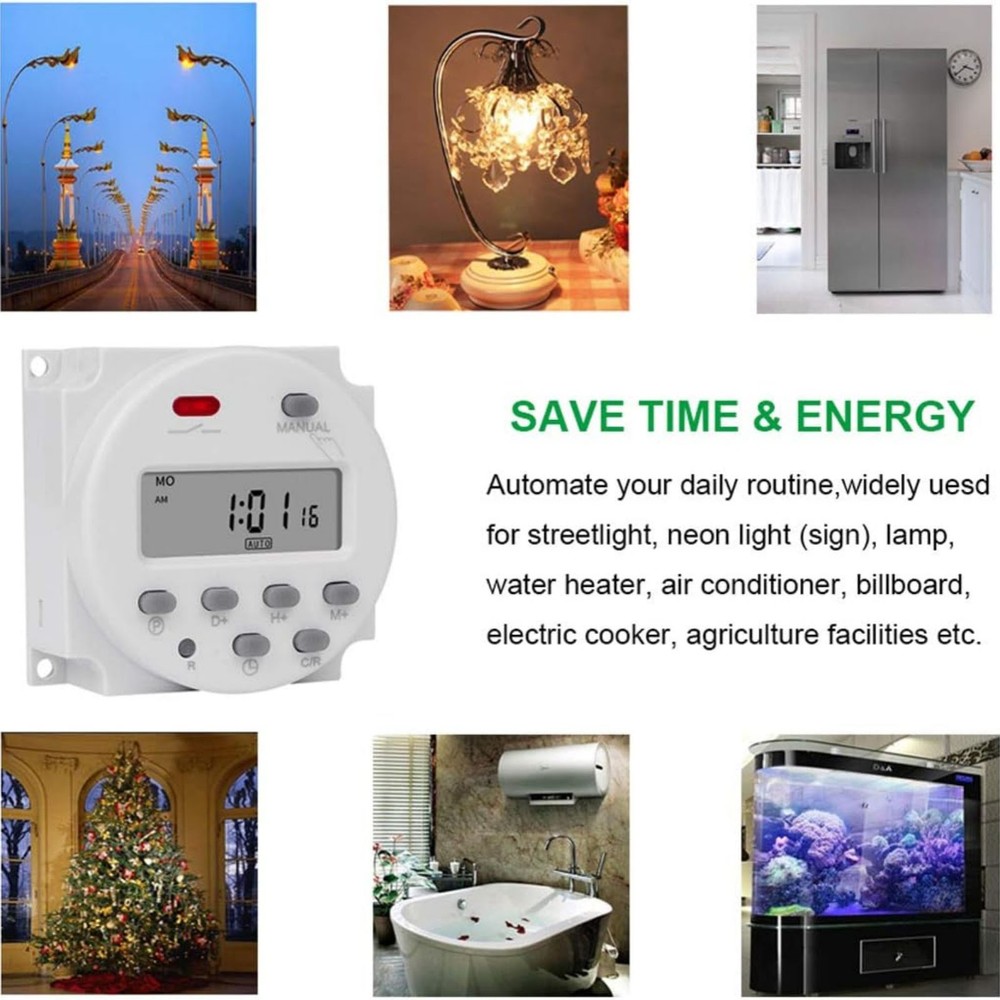 DC 12V Digital LCD Weekly Programmable Timer For Relay Switch 16A 17 Programs
