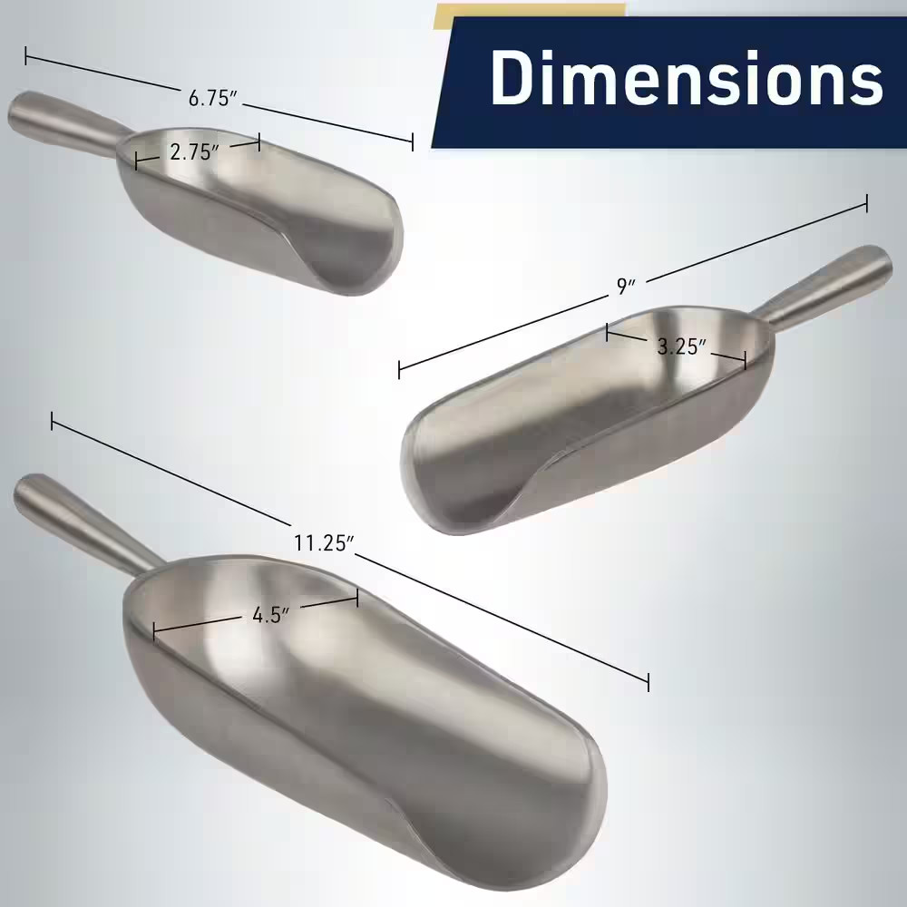 3-Piece Metal Ice Scoop Set