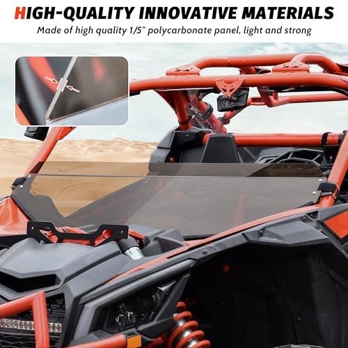 X3 Dark Tinted Half Windshield, Poly Vented Mid Windscreen Window for Can-Am