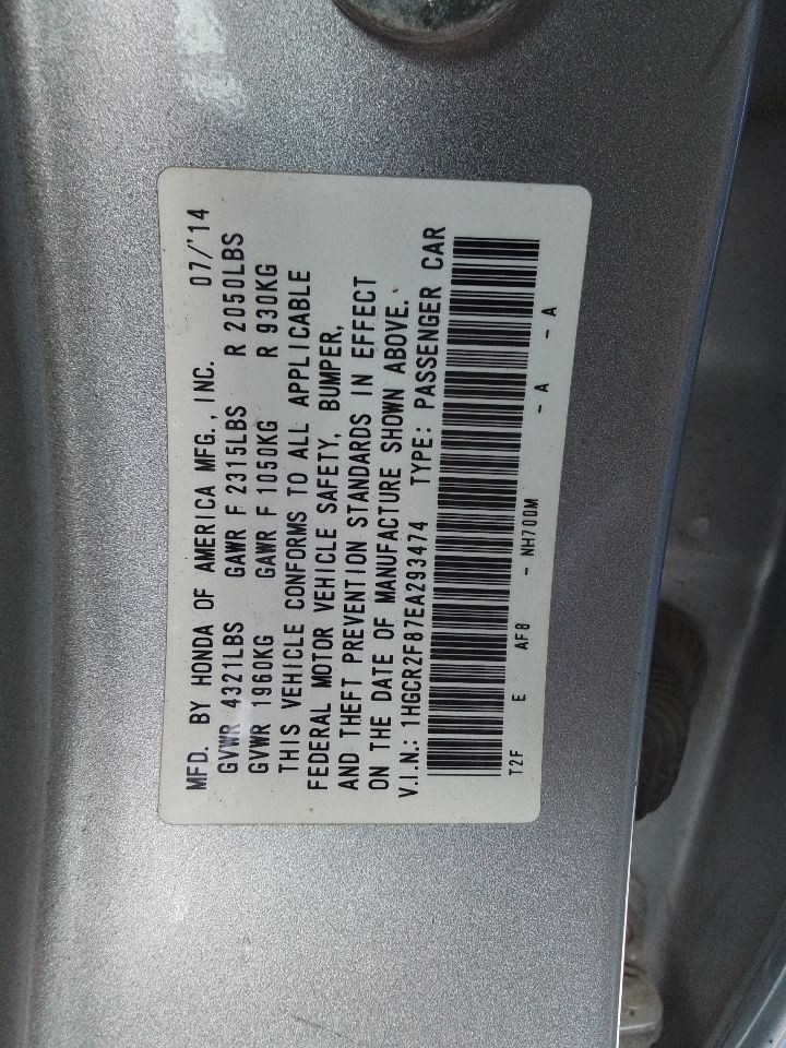 2013-2015 Honda Accord Upper Display Screen US Market