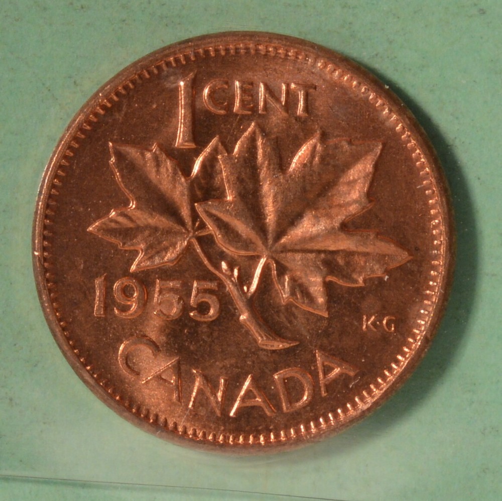 1955 Canada Penny - Graded - ICCS MS65 RED