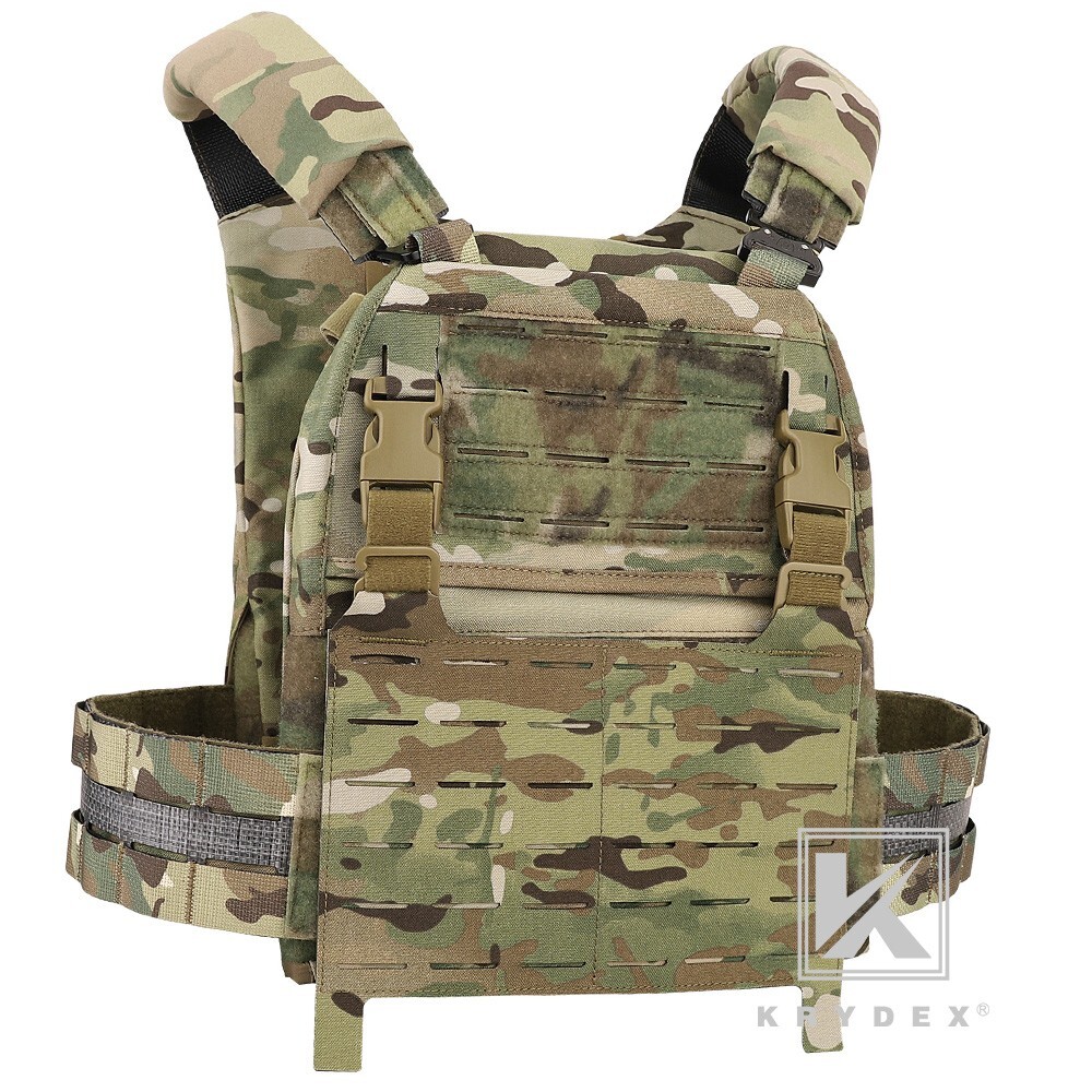 KRYDEX Tactical Laser cut MOLLE Panel Front Flap Placard Removable Buckle Camo