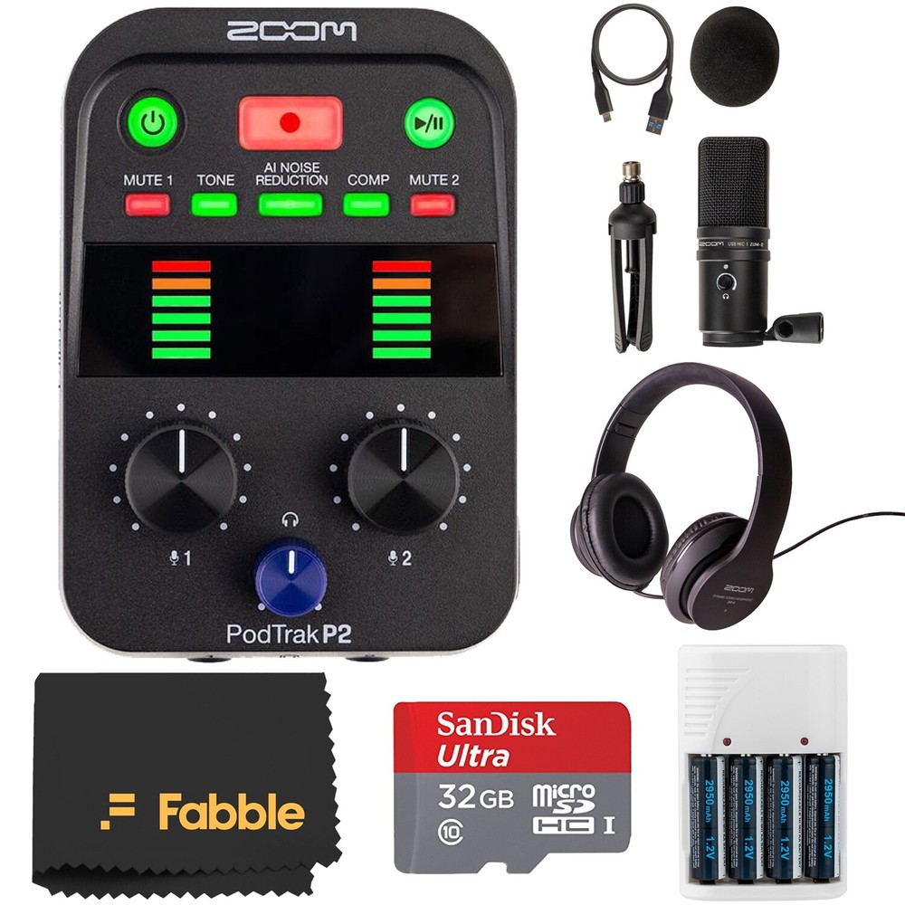 Zoom PodTrak P2 Podcast Recorder Bundle