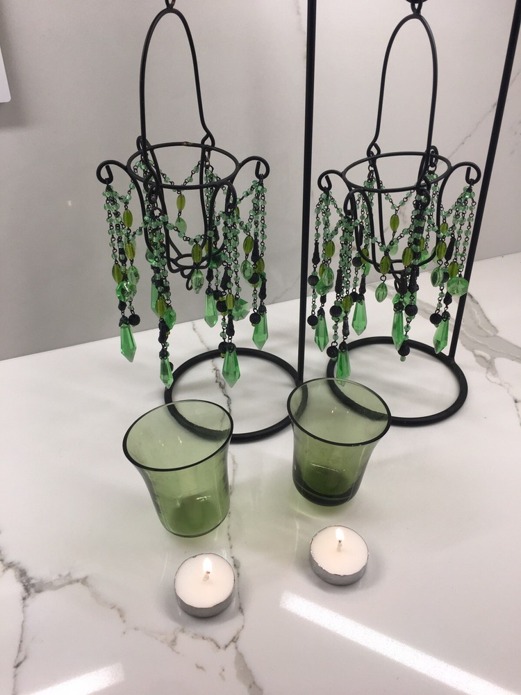 CRYSTAL CANDLE HOLDERS SET OF TWO