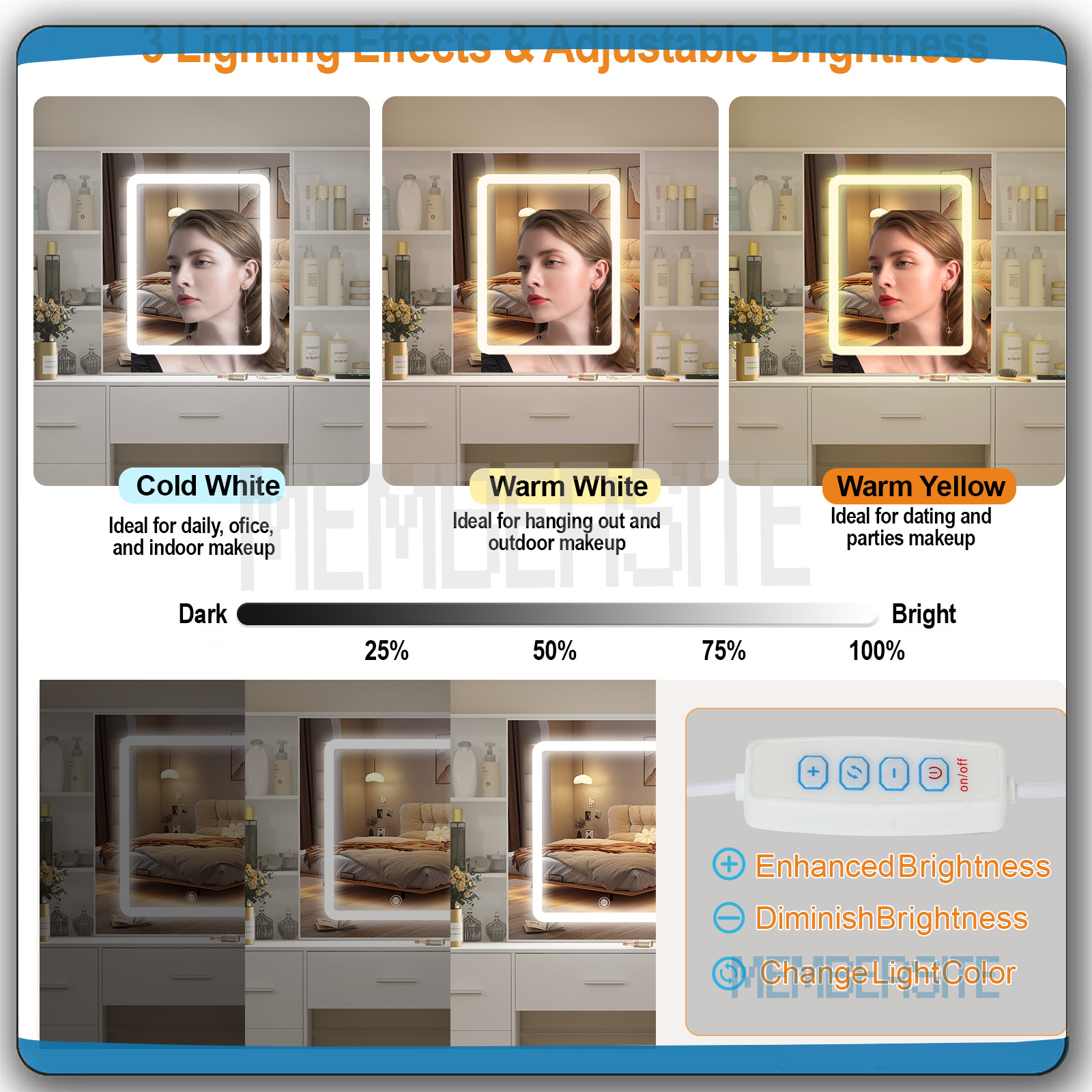 NEW Makeup Vanity Table With Smart LED Sliding Mirror & 10 Shelves Dressing Desk