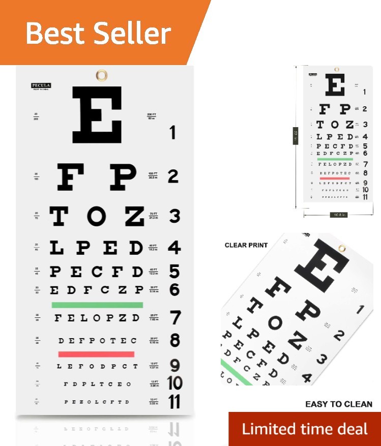 Durable Snellen Wall Chart - 20 ft Vision  with Color Bars for Screening
