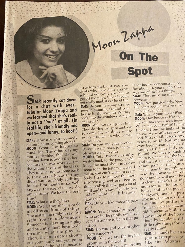 Moon Unit Zappa, Full Page Vintage Clipping, a