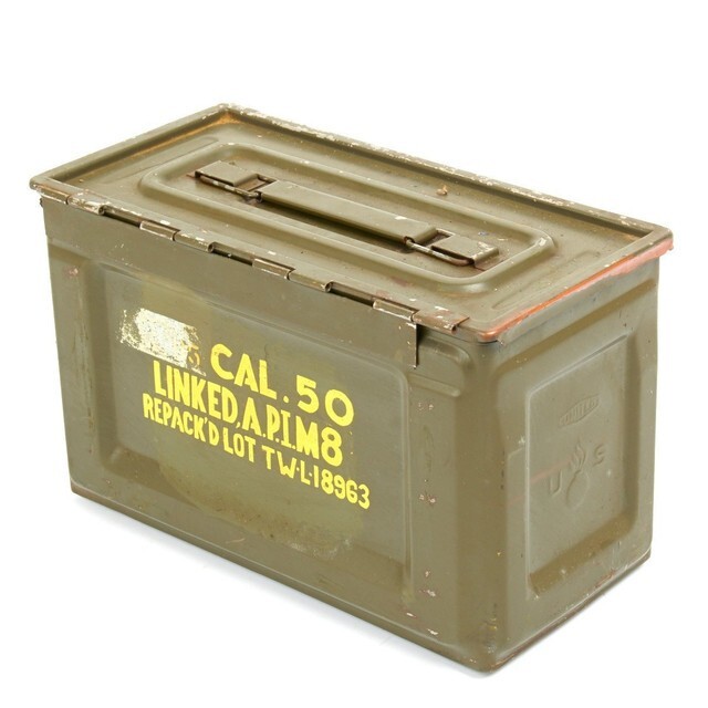 WW2/Korean War Era 50 Cal Ammo Can - Side Open