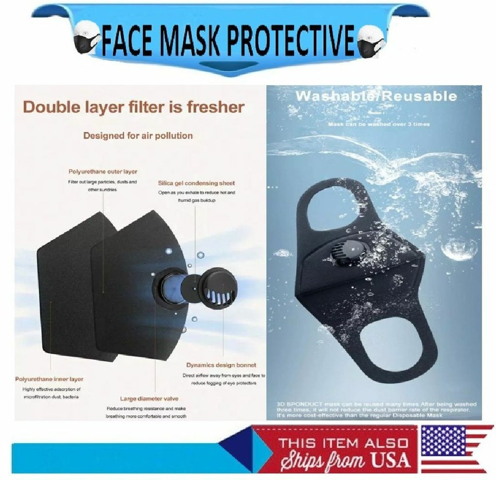 Thin Sponge Face Mask With Valve 2 items per lot