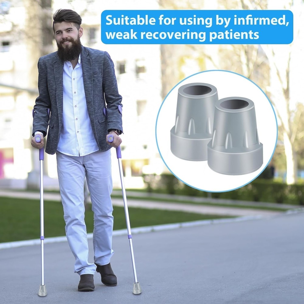 7/8 Inch Sturdy Cane Tips 2 Pack - Easy Install, Shock-Absorbing Design