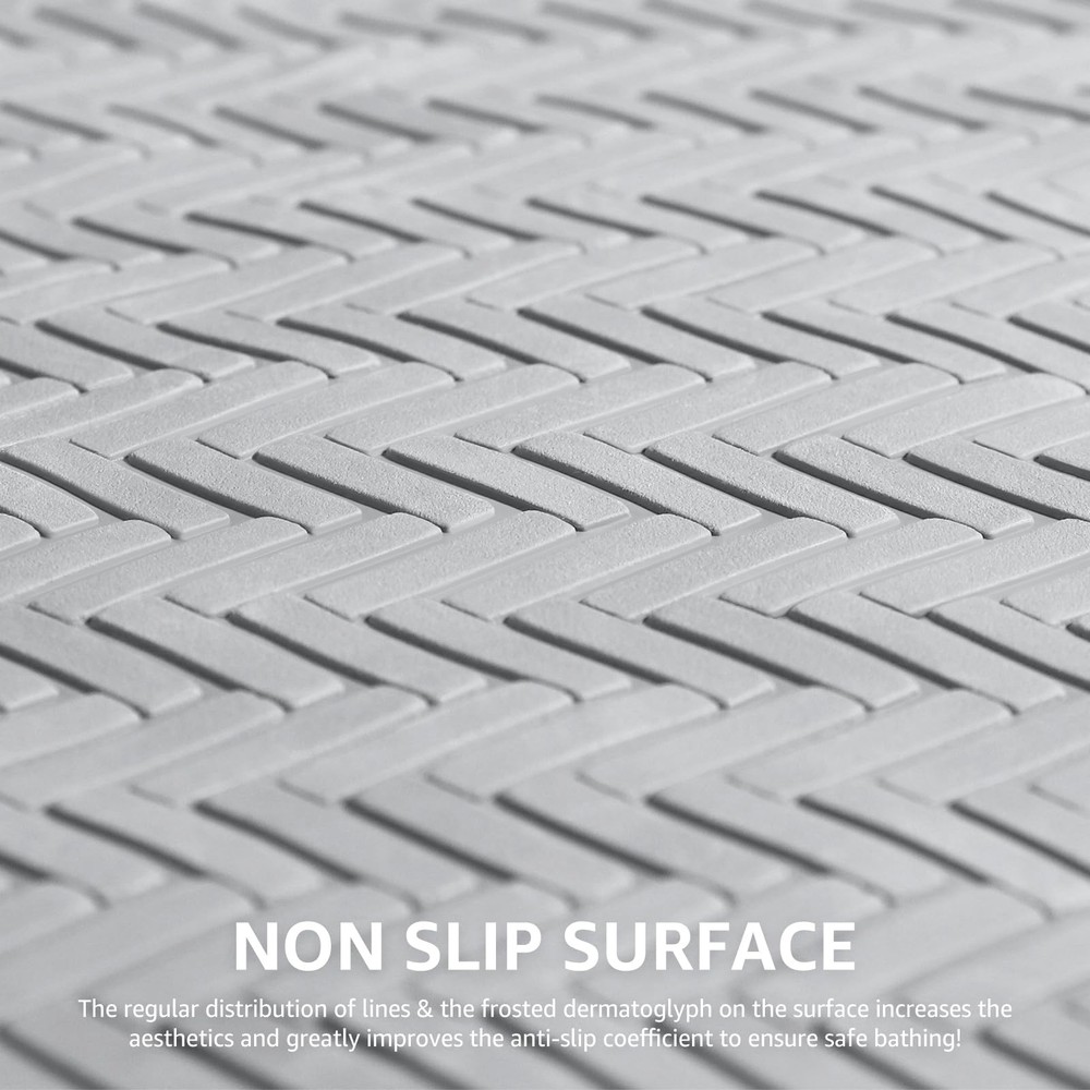 OTHWAY Bathtub Mat Non Slip, Extra 36" x 17" (Rectangular), A Little Grey