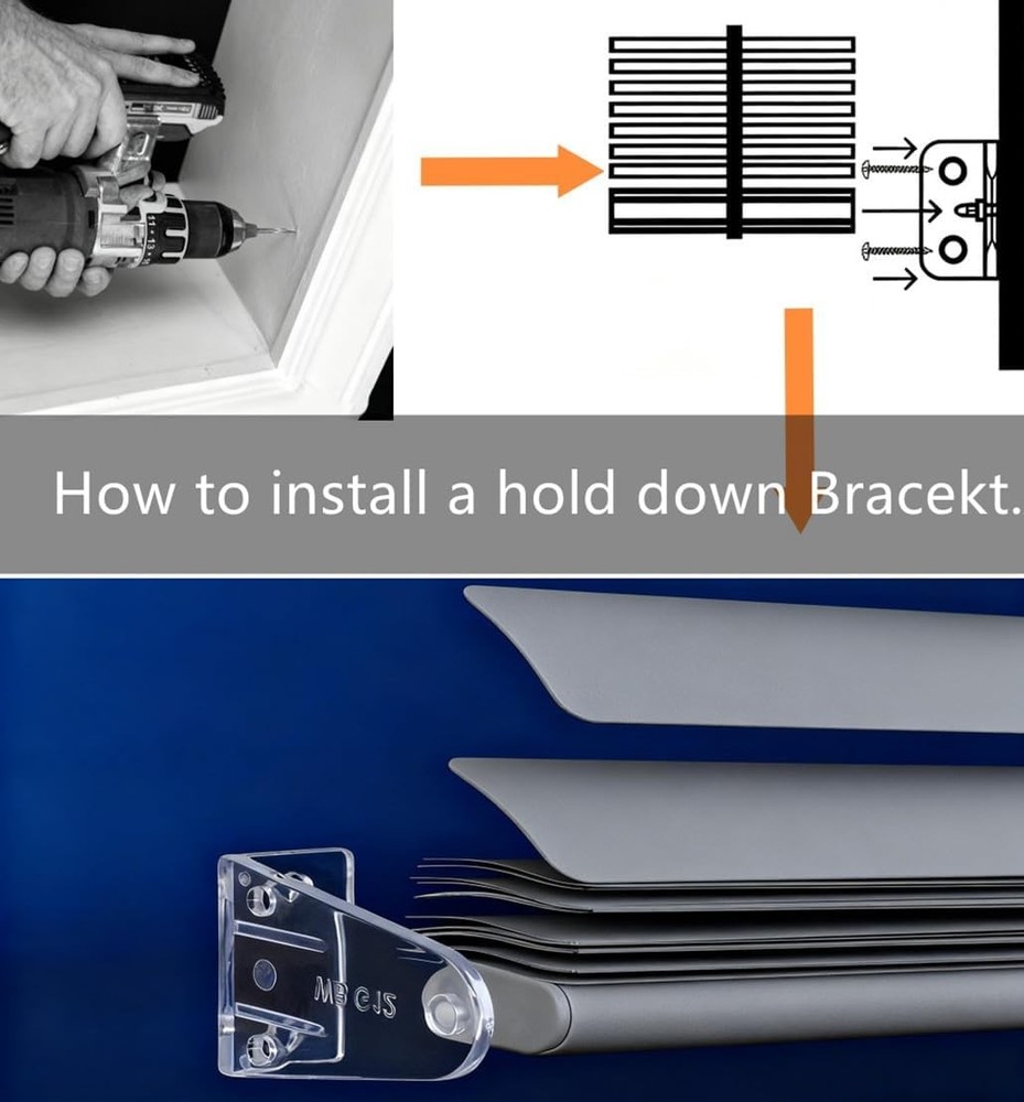 4pcs Clear Hold Down Brackets Bottom Rail Clips for 2 High Profile Window Blinds