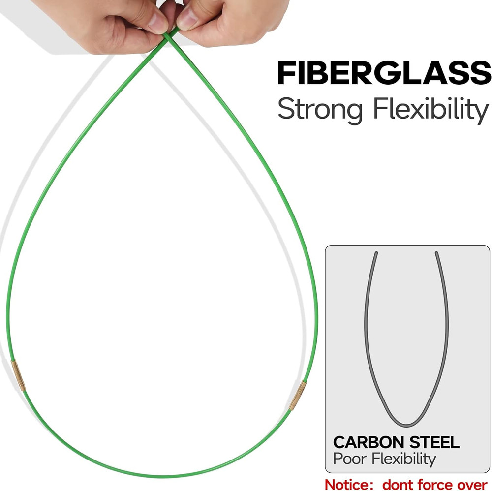 14FT Fiberglass Running Electrical Wire Cable Glow Rods Wire Pulling, Fish Rods
