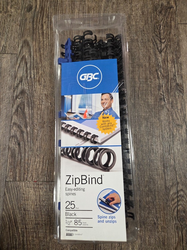 GBC ZIP BIND 1/2" Black Easy Binding CombBind Compatible