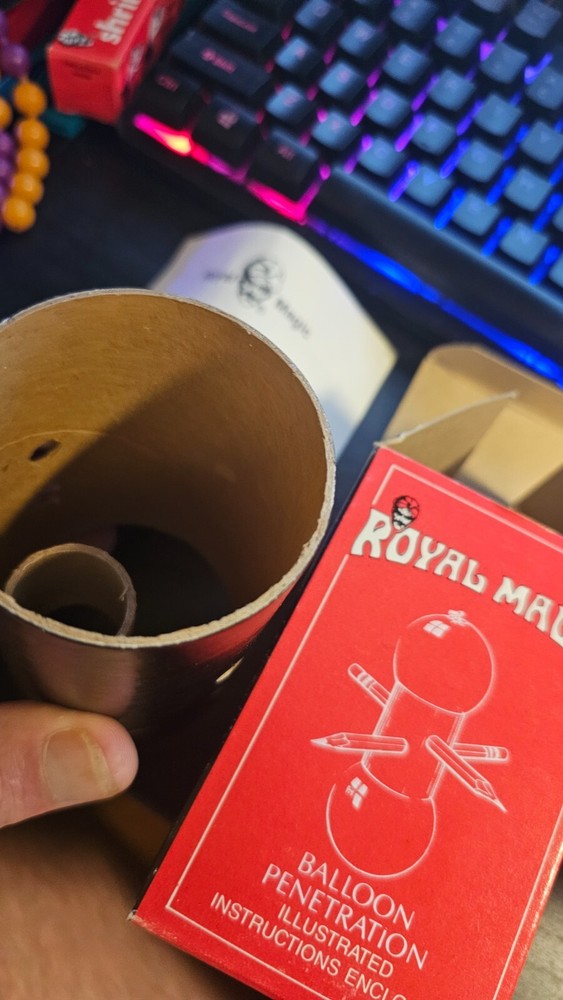 Vintage Royal Magic Balloon Penetration Illusion w Original Box & Instructions