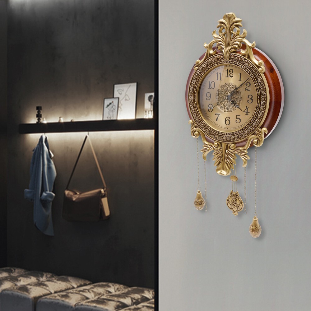 Retro Swinging Pendulum Wall Clock Vintage Wood Processing Wall Clock Wall Decor