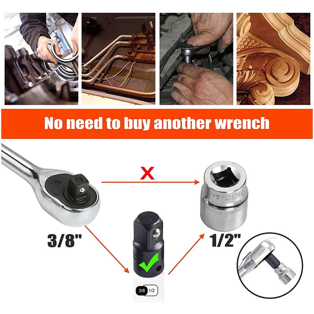 Drill Impact Adapter Reducer Extension Set Socket Driver Wrench 1/2 3/8 3/4 Tool