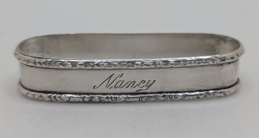 Lunt Sterling Silver Napkin Ring "Nancy" name engraving