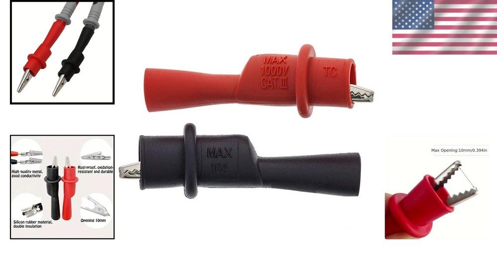 User-Friendly Push-On Alligator Clips with Gold-Probes - 2 Pcs Multimeter Set