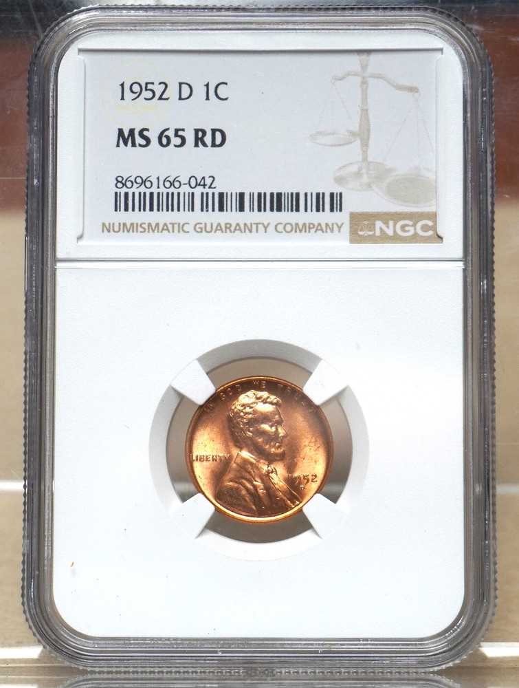1952-D LINCOLN WHEAT CENT NGC MS65RD