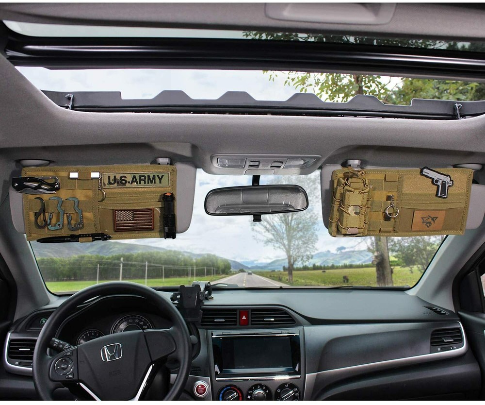 Molle Visor Panel Organizer Tactical Car Sun Visor Cover Storage Holder Pouch US