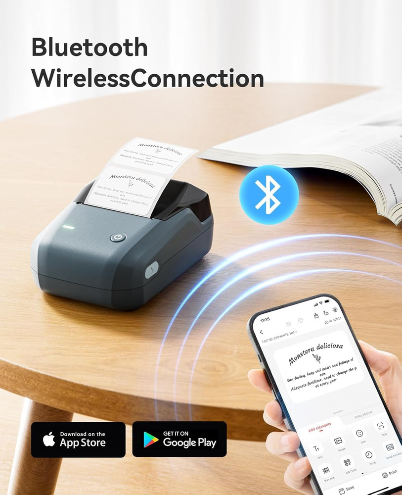 Bluetooth Thermal Label Printer Machine iOS Android USB Maker Tape Office Home