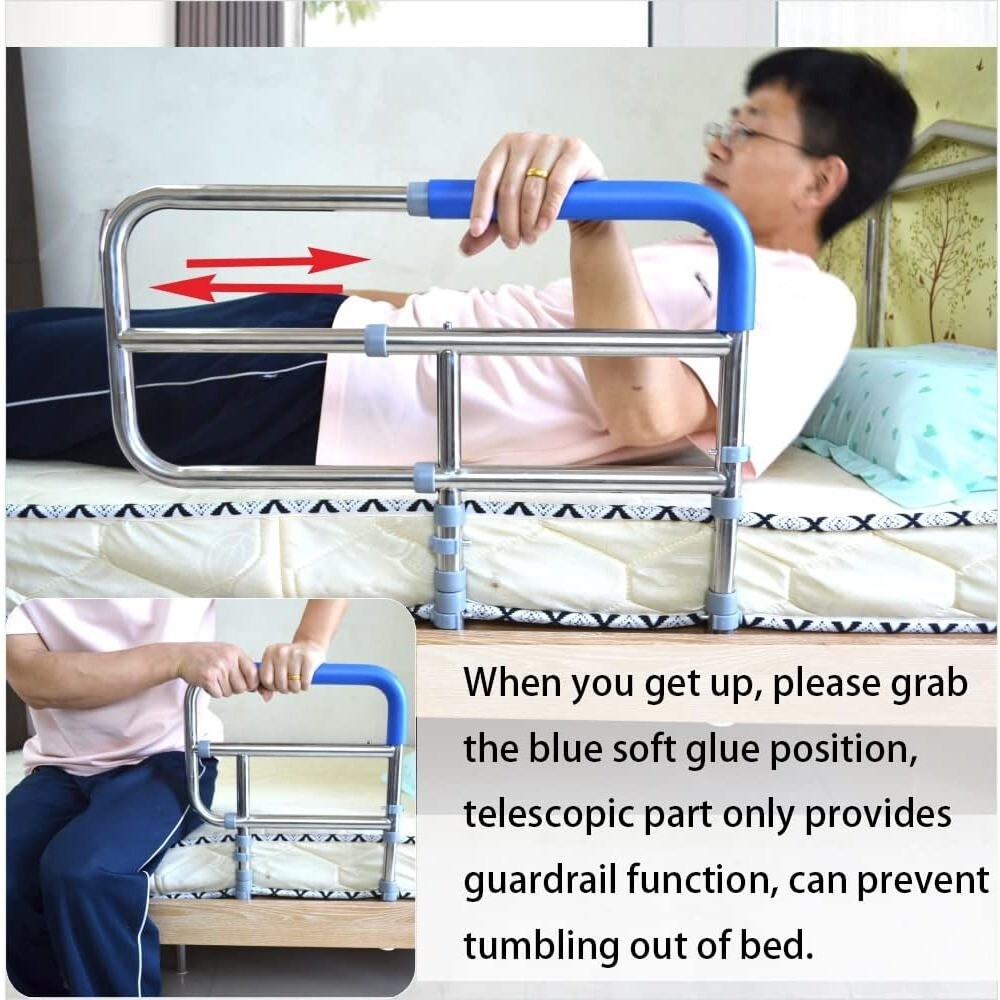 Stainless Steel Adjustable Bed Rail – Elderly Assist Foldable Telescopic Safety