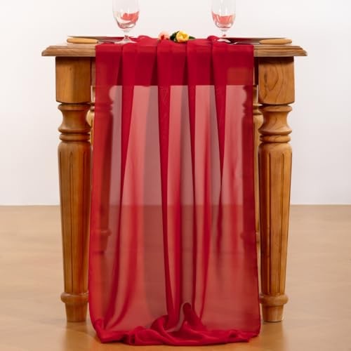 Chiffon Table Runner Easter Spring Boho Rustic 10ft 29x120 29" x 120" x1pc Red