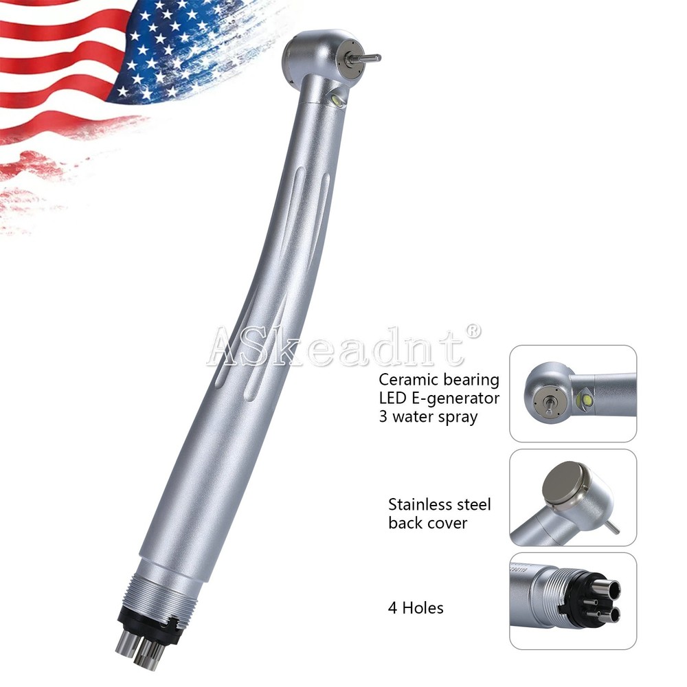 Dental E-generator LED High Speed Ceramic Torque Head Handpiece 4 Hole