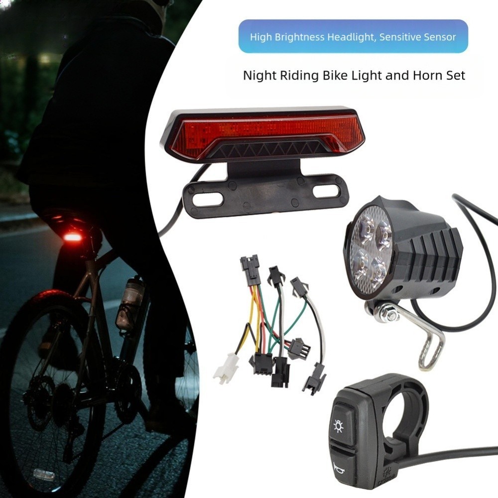 Electric bike headlight taillight kit with responsive brake light system