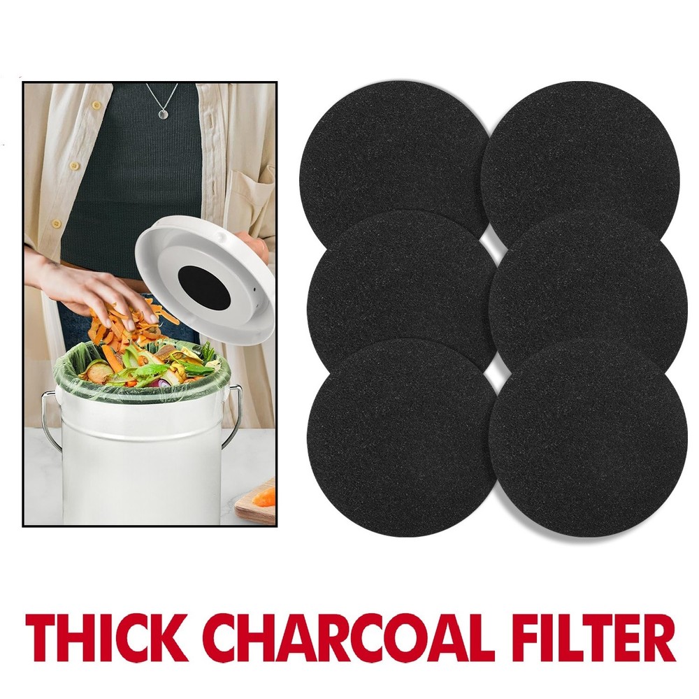 6.7" Round Charcoal Carbon Filters - Replacement for Kitchen Compost Bin & Pail