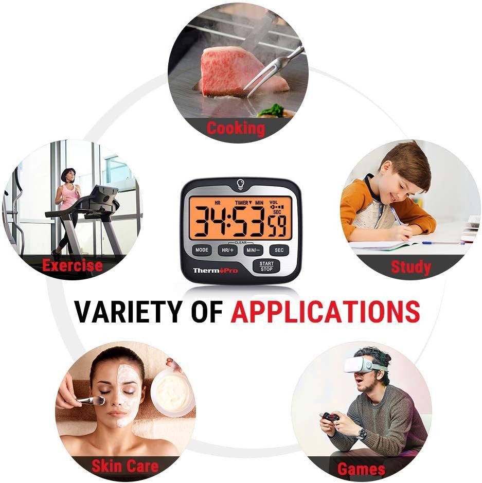 Thermopro TM01 Kitchen Timers for Cooking with Count up Countdown Timer, Digital