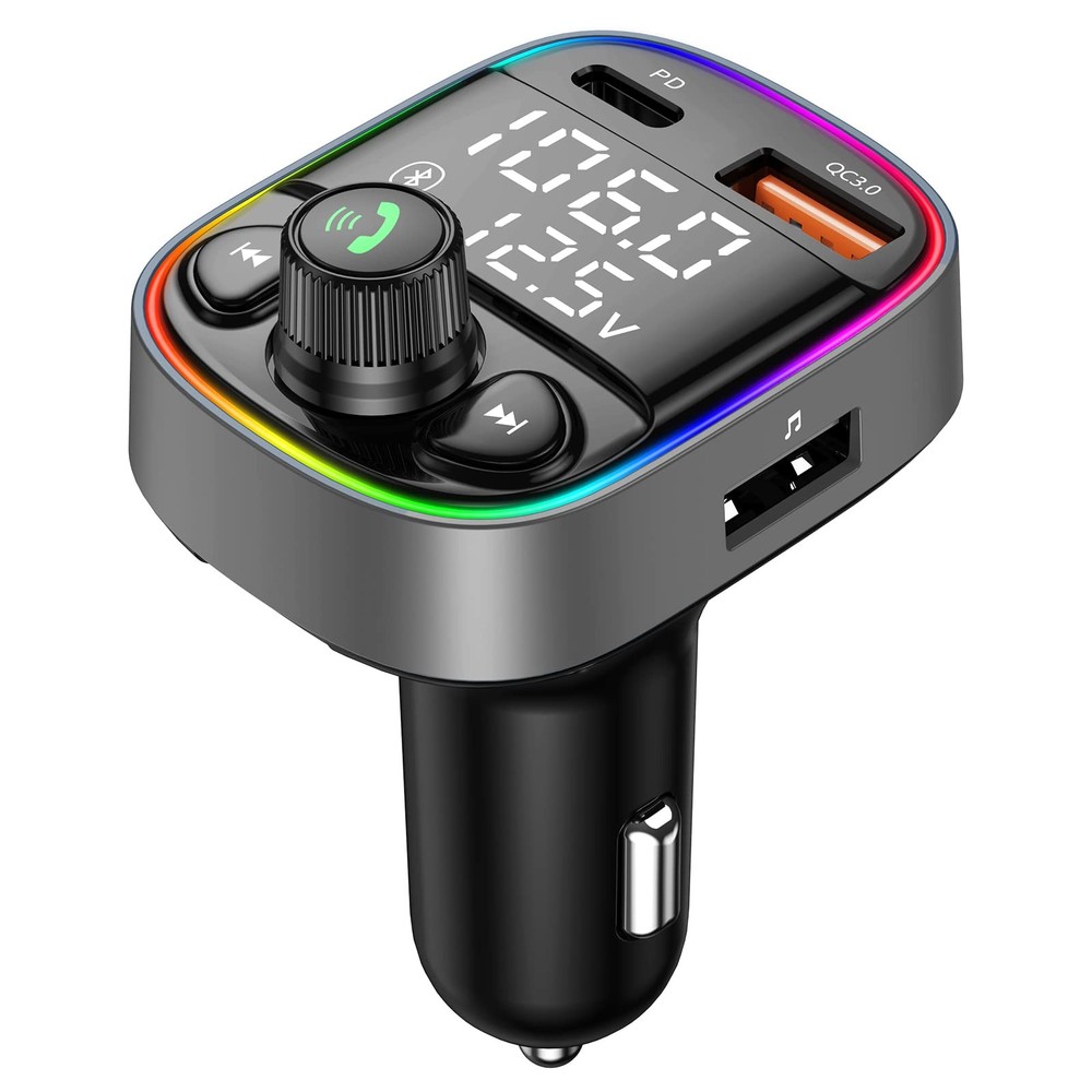 LIHAN Bluetooth 5.4 Bluetooth Car Adapter, FM Transmitter with QC3.0/Type-C 4...