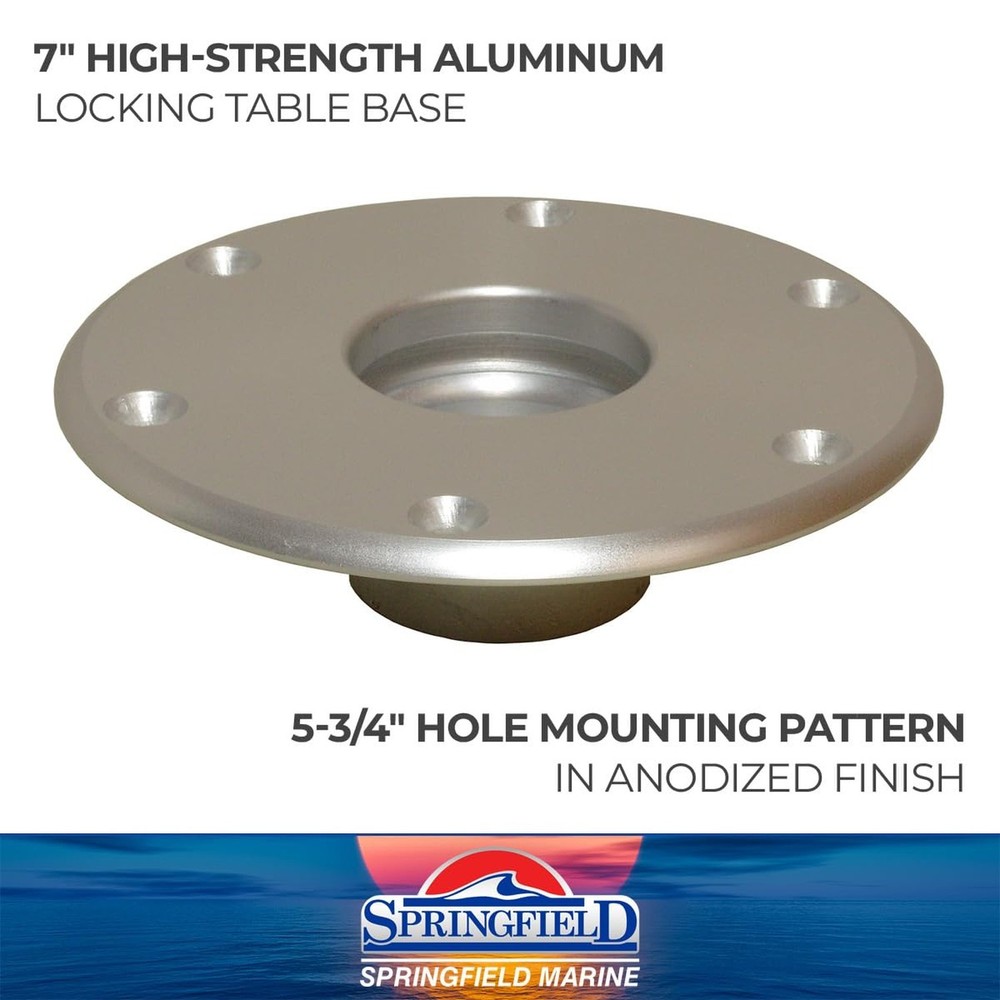 Springfield 1660017 Stowable 2-3/8" Table Base - Anodized Aluminum,Silver