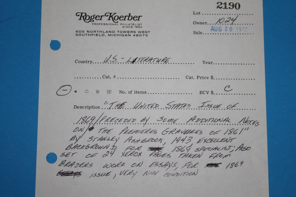 US 1869 Issue Preceded.. Premieres Gravures 1861 Ashbrook +more BlueLakeStamps