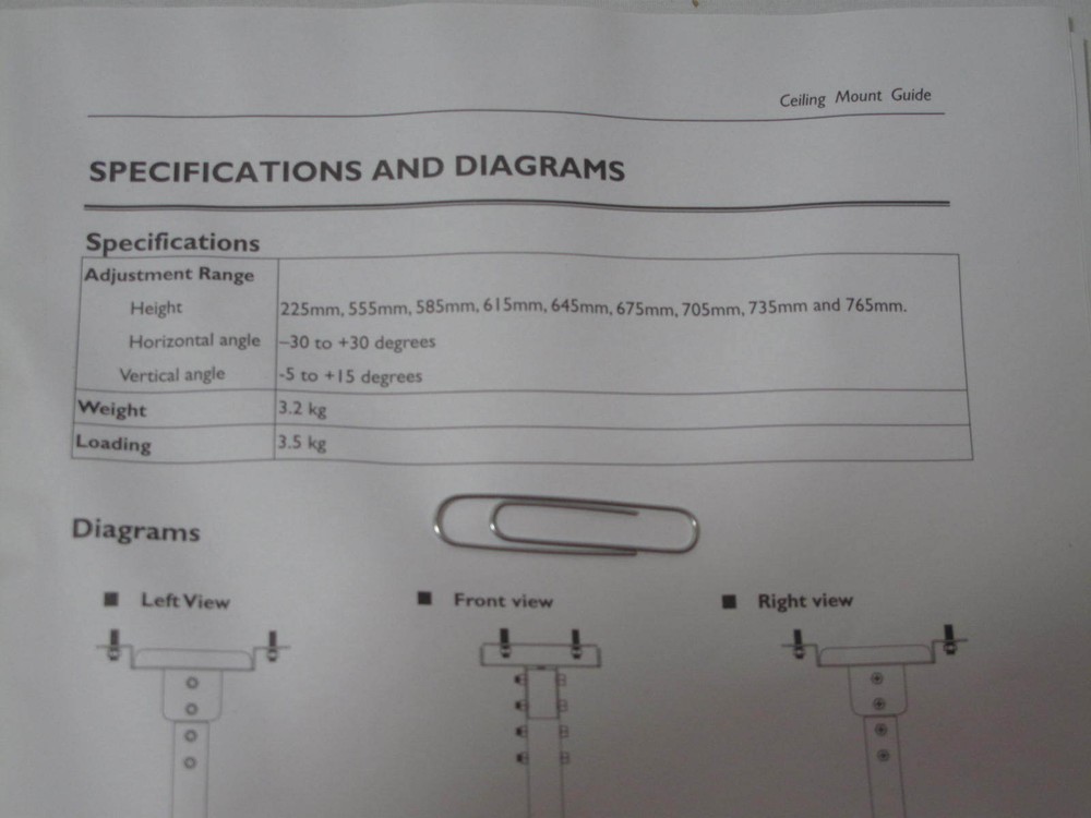 (1) NEW Genuine HP Projector Ceiling Mount Black Adjustable L1630A