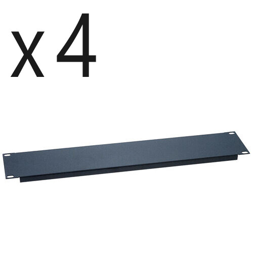 4 Pack Lot, One Space 1U 19" Blank Network Rack Mount Server Panel Filler Spacer