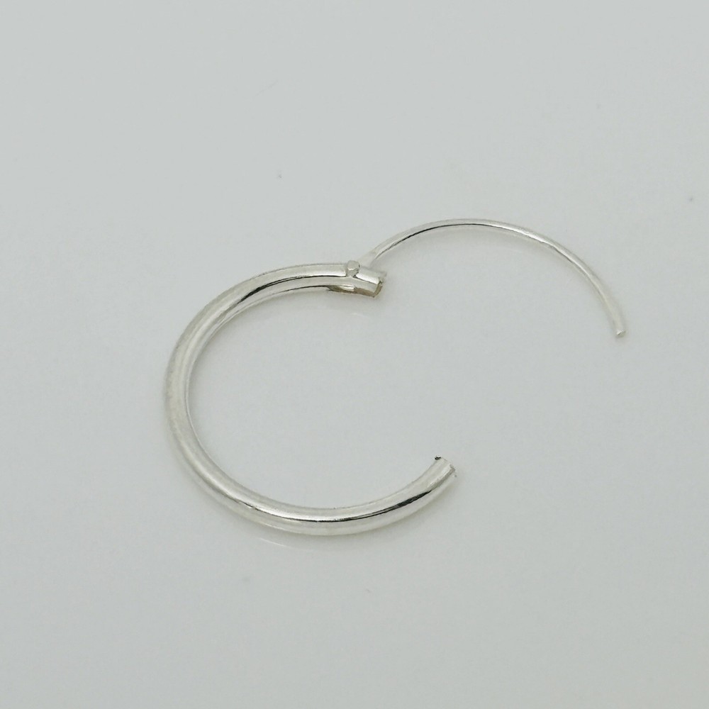 Endless Hoop Earring Wire Sleeper Thin Hinged Earring Small 14mm Sterling Silver