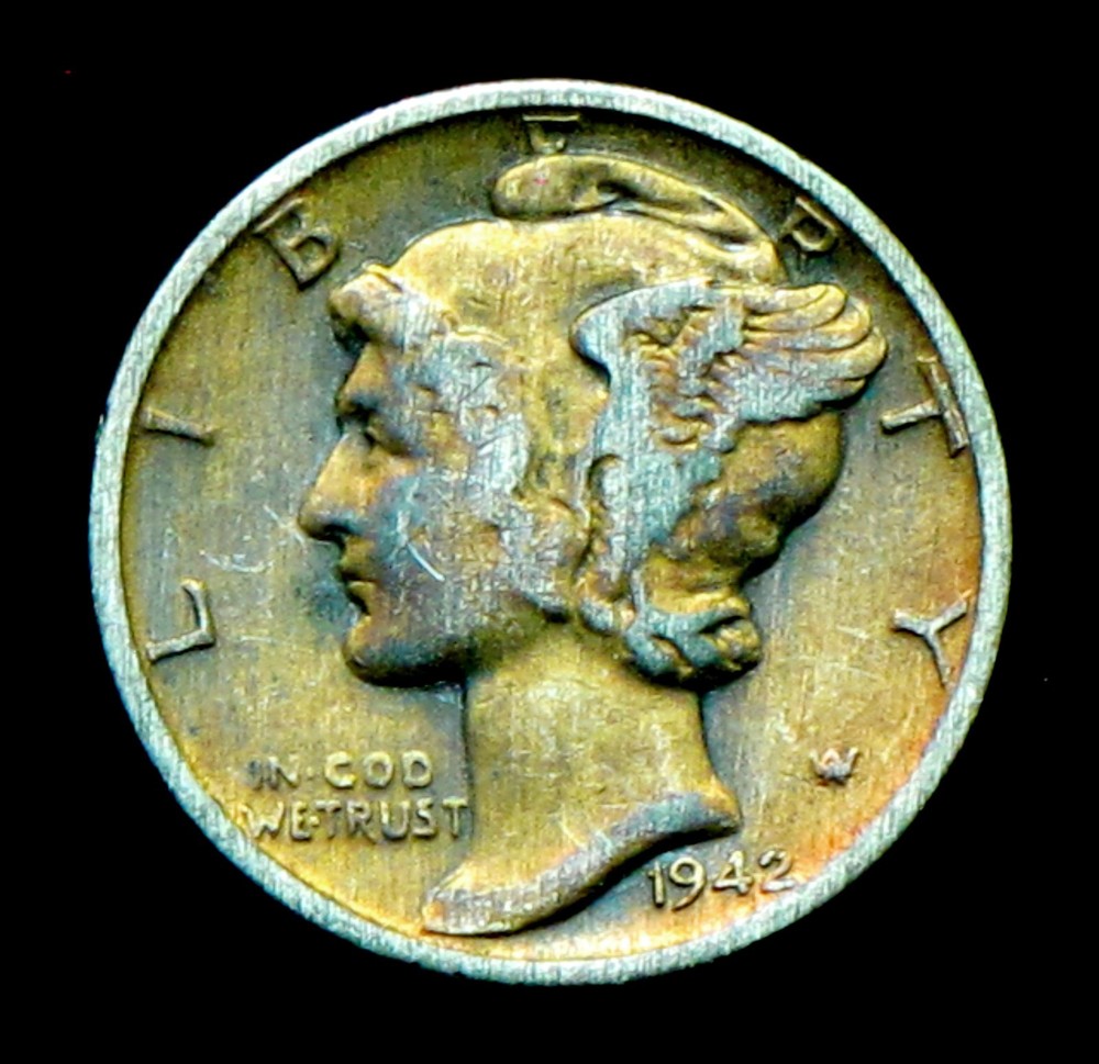 1942-D Mercury Silver Dime Toning (T163)