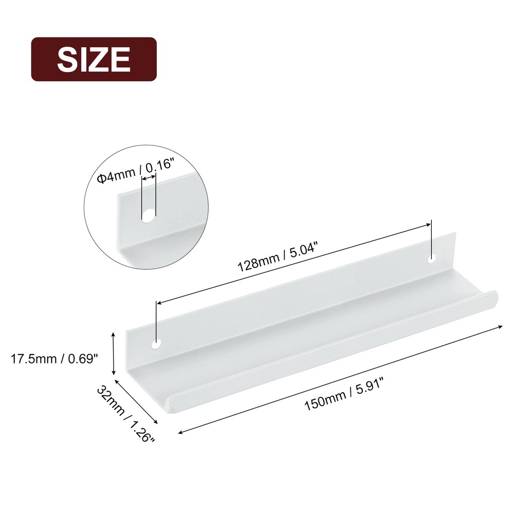Cabinet Edge Finger Pull, 6pcs 150mm / 5.91" Hidden Cabinet Pulls, White