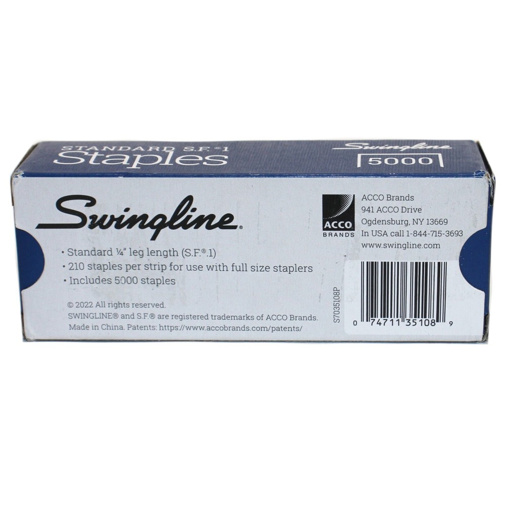 6X Swingline SF-1 Standard Staples Box 5000 pieces Sharp Point